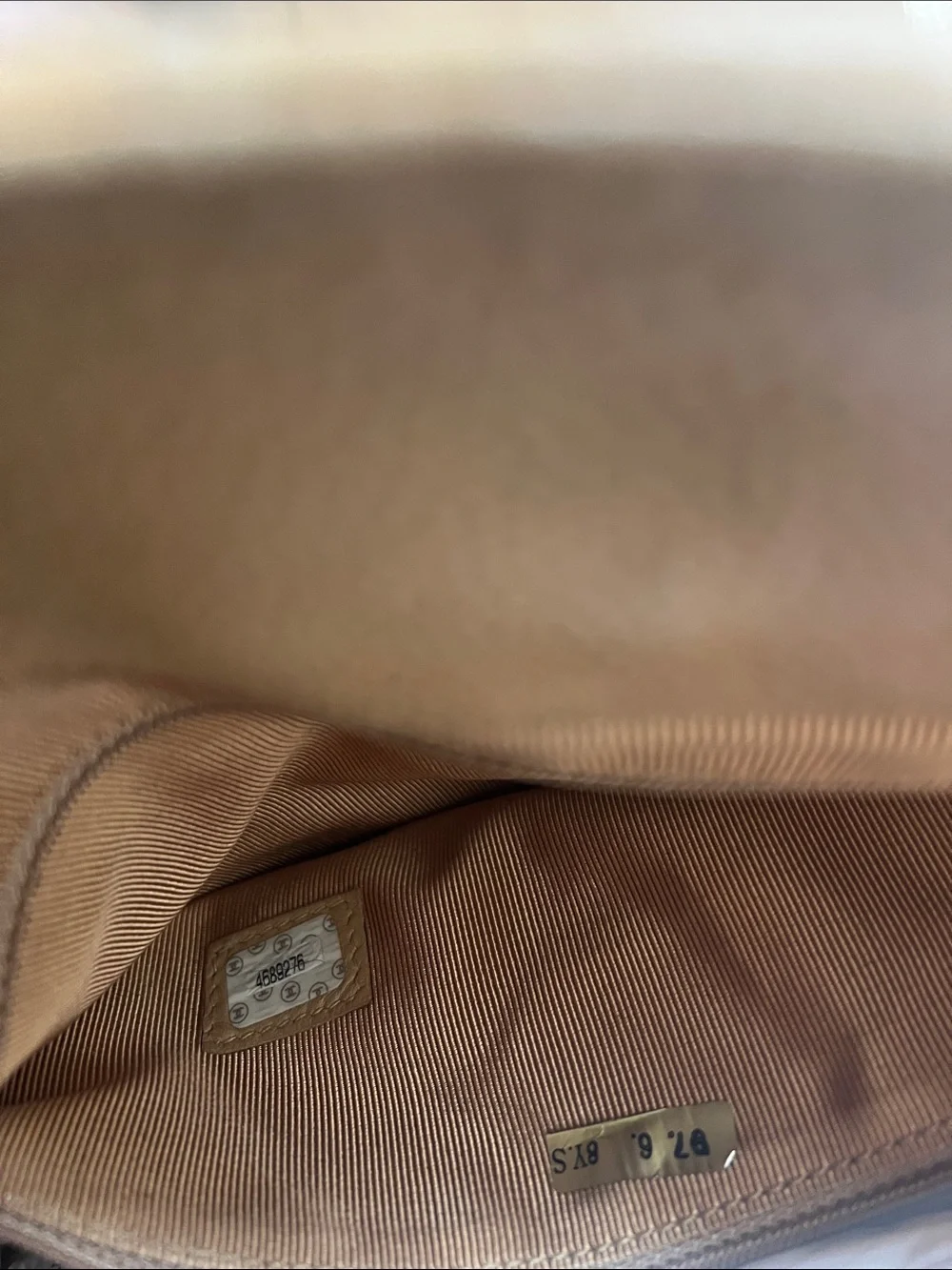 CHANEL Quilted Camel Tote with Gold Chain CC Accent and Turnlock Clasp